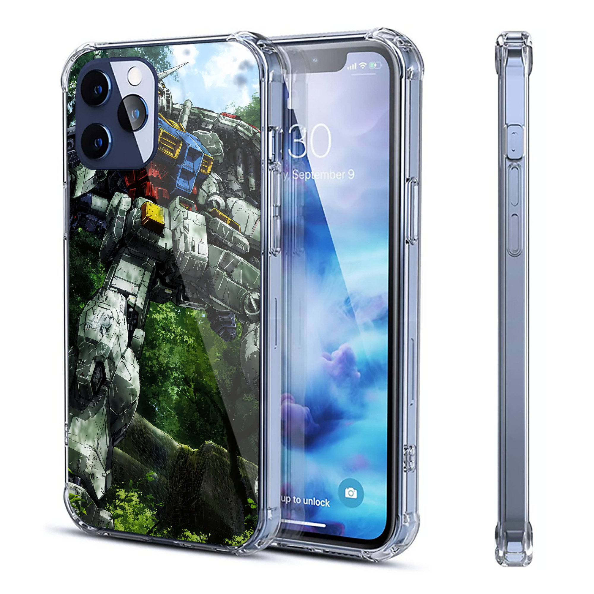 （画像用） 機動戦士ガンダム Mobile Suit Gundam 【iPhone 12シリーズ対応】透明スマホケース（クリアソフトケース）